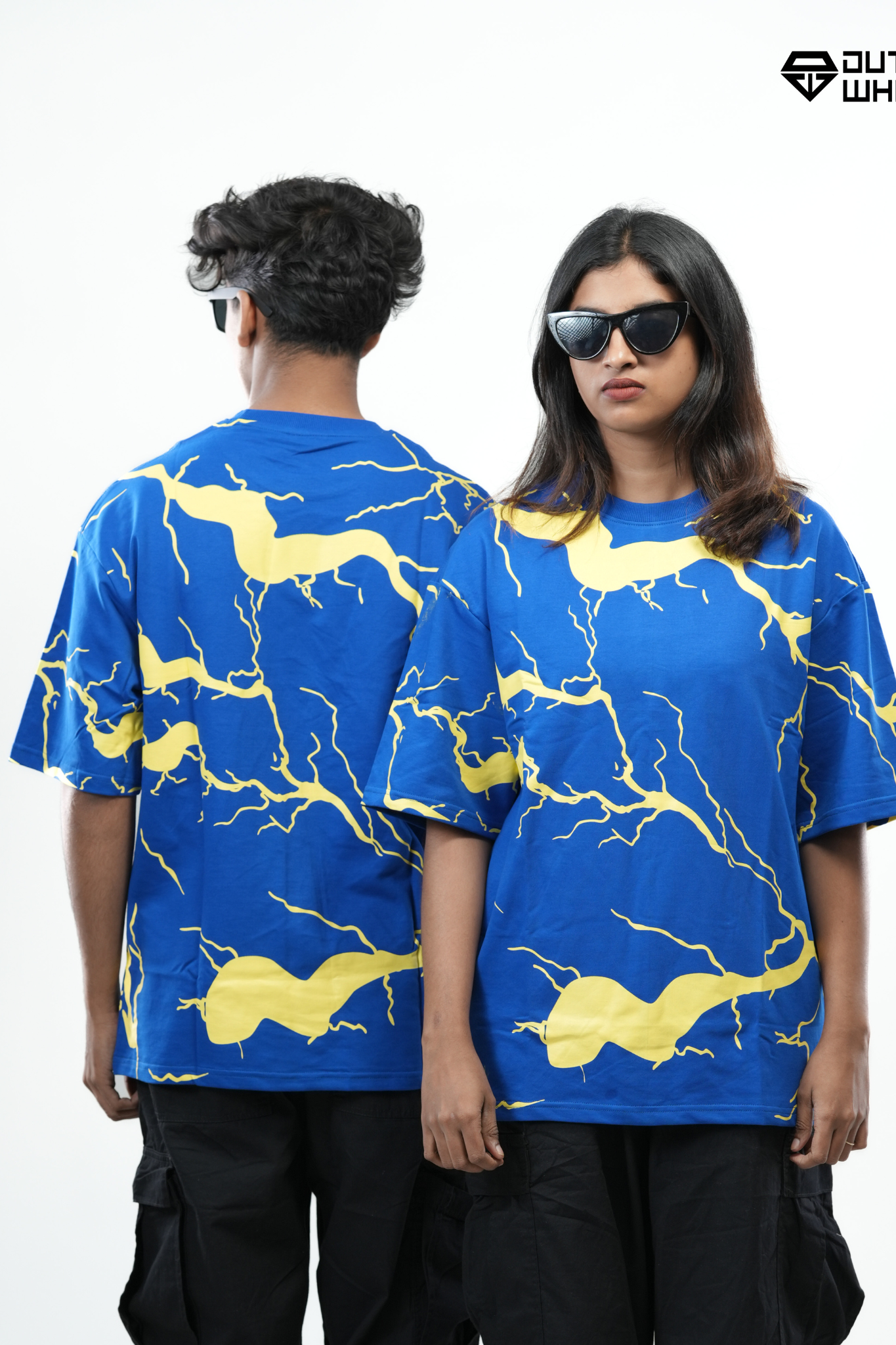 Dutchwhite Lightning Print blue & yellow T-Shirt