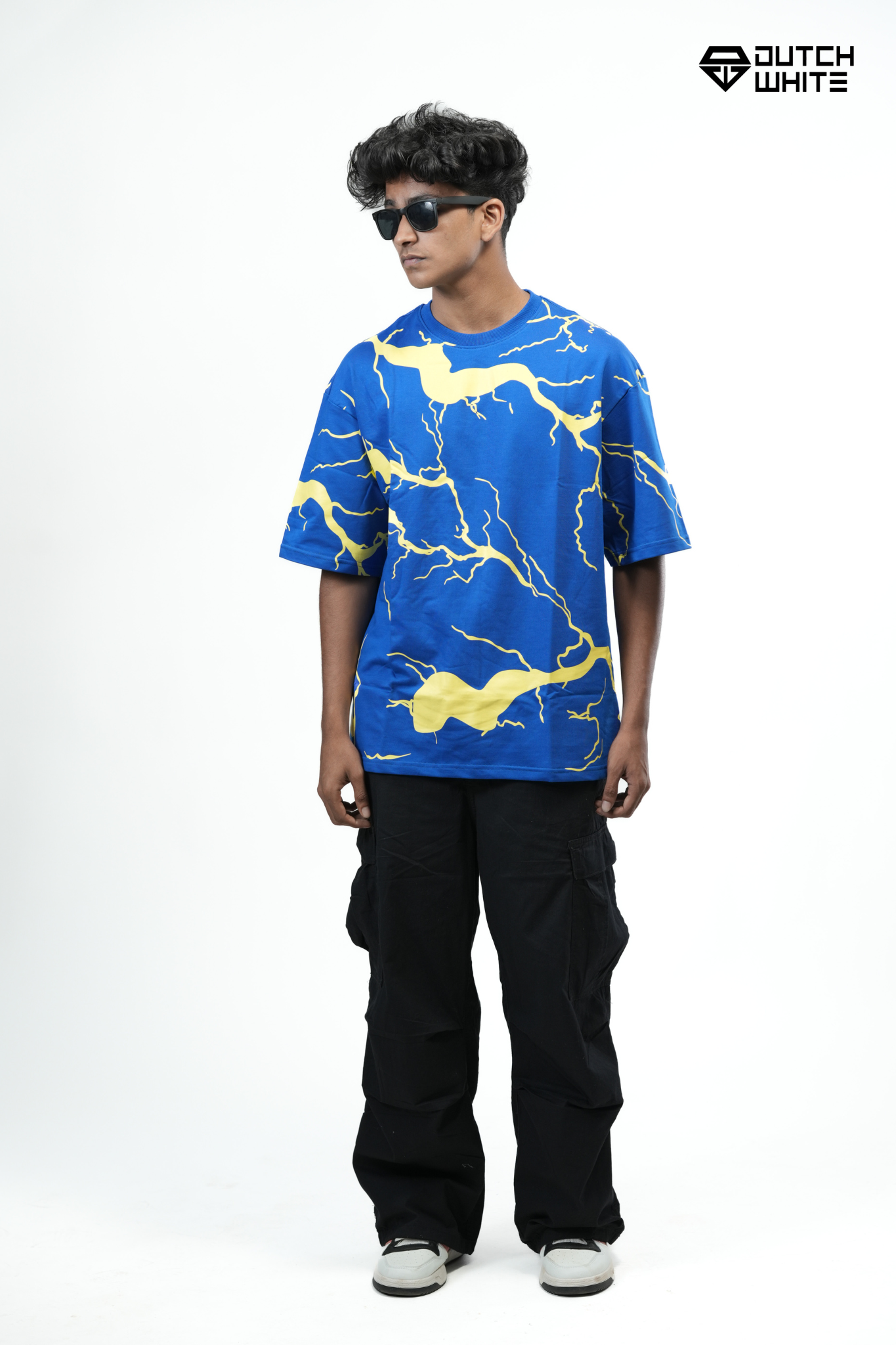 Dutchwhite Lightning Print blue & yellow T-Shirt