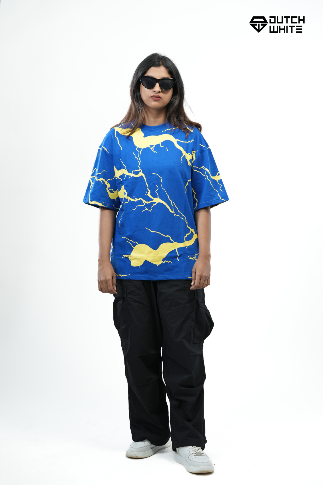 Dutchwhite Lightning Print blue & yellow T-Shirt