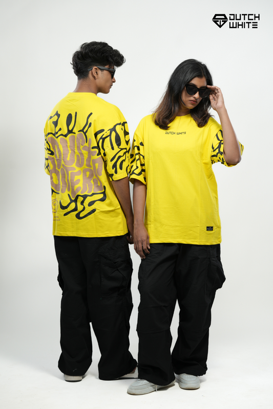 Dutchwhite dustbiters Print yellow & black T-Shirt