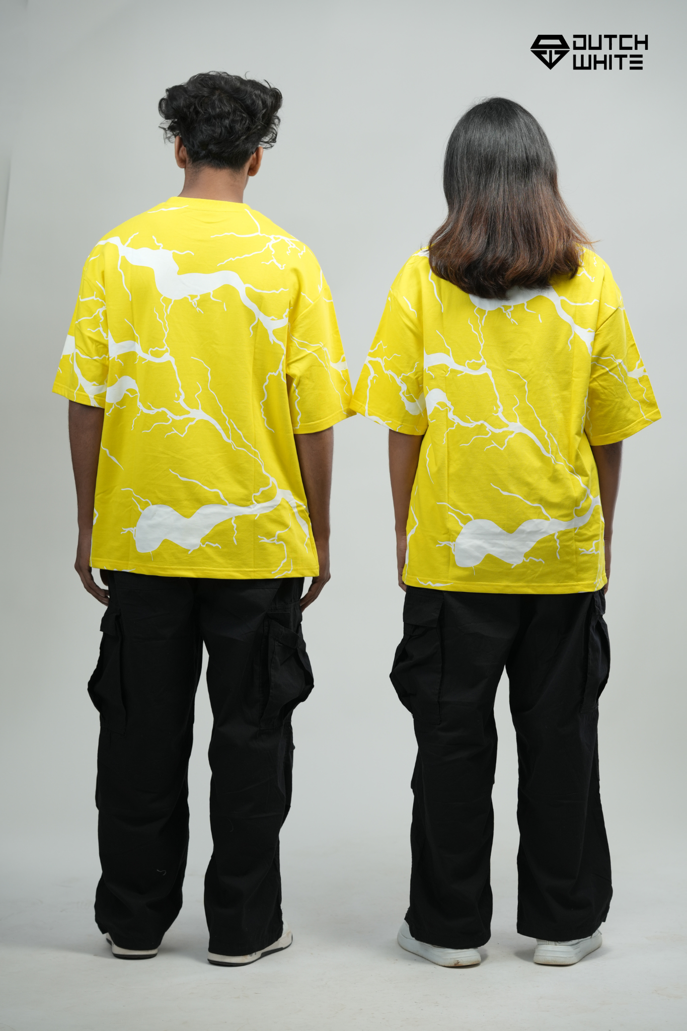 Dutchwhite Lightning Print yellow & white T-Shirt